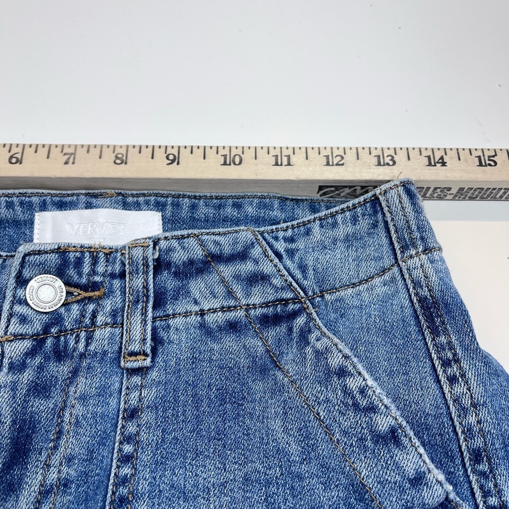 Vervet Womens High Rise Raw Hem‎ Cropped Wide Leg Jeans Women’s 25 - Picture 7 of 8